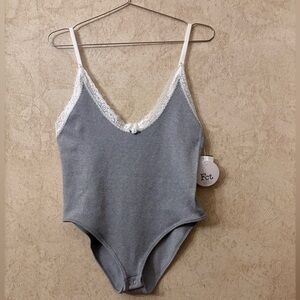 Fct with love BASICS Lace Trimmed Ribbed Bodysuit